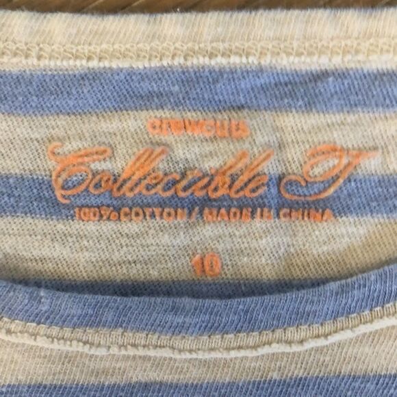 Crewcuts Blue and White Striped Short Sleeved Tee w/ Sequin Anchor, Girls 10 - Picture 4 of 4